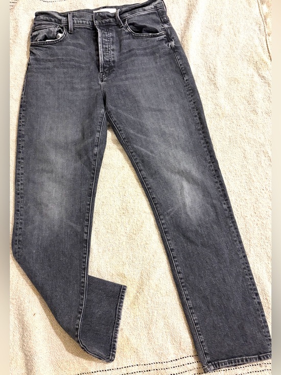 MOTHER Denim - Mother High Rise Straight Leg Jeans Gray Wash Model Off Duty Size 30